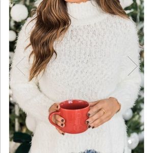 Pink lily white popcorn sweater